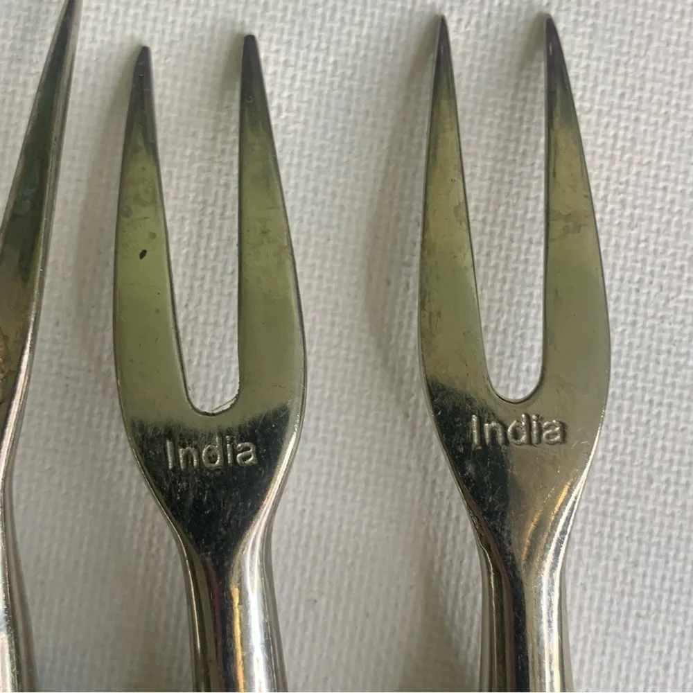 4 Glass Beaded Stainless Steel Forks Appetizers Olives Charcuterie Cocktail Set